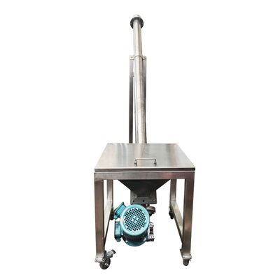 Transportador de tornillo sinfín con cuchilla helicoidal para el movimiento continuo de gránulos de polvo y materiales en pequeños bloques.