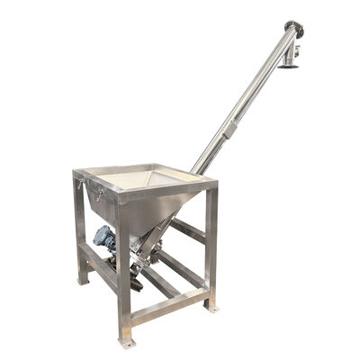 Transportador de tornillo sinfín con cuchilla helicoidal para el movimiento continuo de gránulos de polvo y materiales en pequeños bloques.